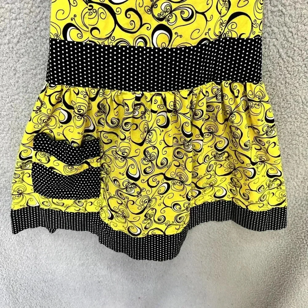 Bambino Amore bib apron yellow blue geometric polka dot‎ pocket tie retro boho